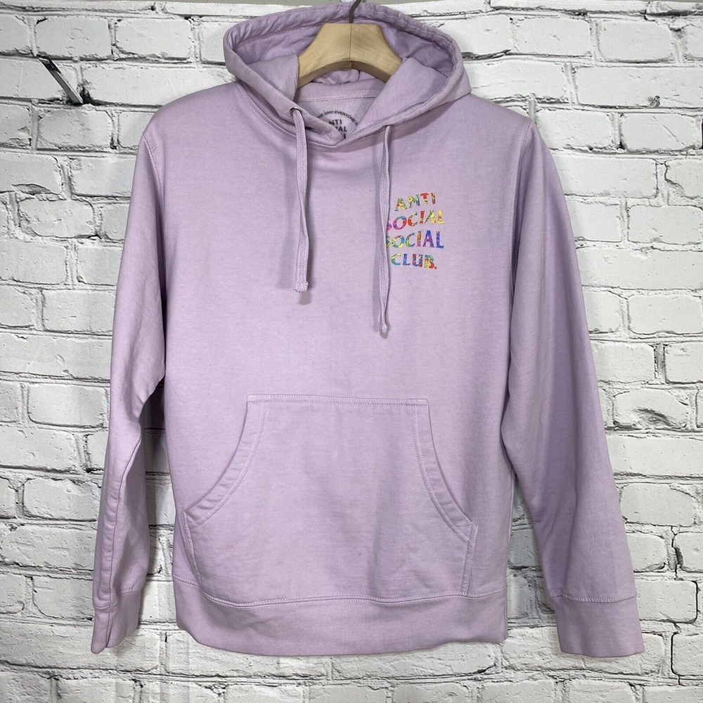 Anti Social Social Club PEDALS ON THE‎ FLOOR Hoodie Size S Lavender Psychedelic